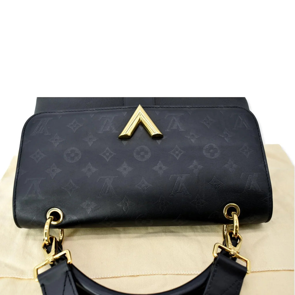 One Black Shoulder Bag Very Leather Handle Pre-owned Monogram