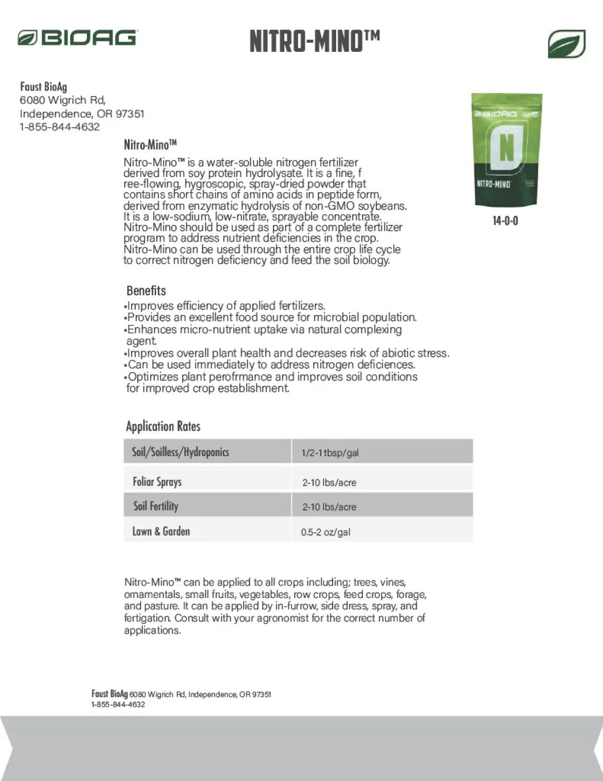 Powder Soluble by Nitro-Mino Nitrogen - BioAg - 4 & Fertilizer Acids liquid Amino lb bottle