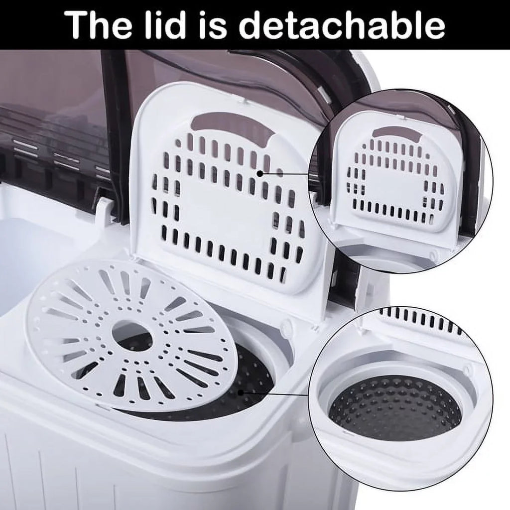 Machine Washer with 7.7lbs Washing for 14.3lbs, Drain Dorms Apartments with Machine Tub Spinner, SYTHERS 6.6lbs Washer Mini Pump, Semi-Automatic Combo Twin