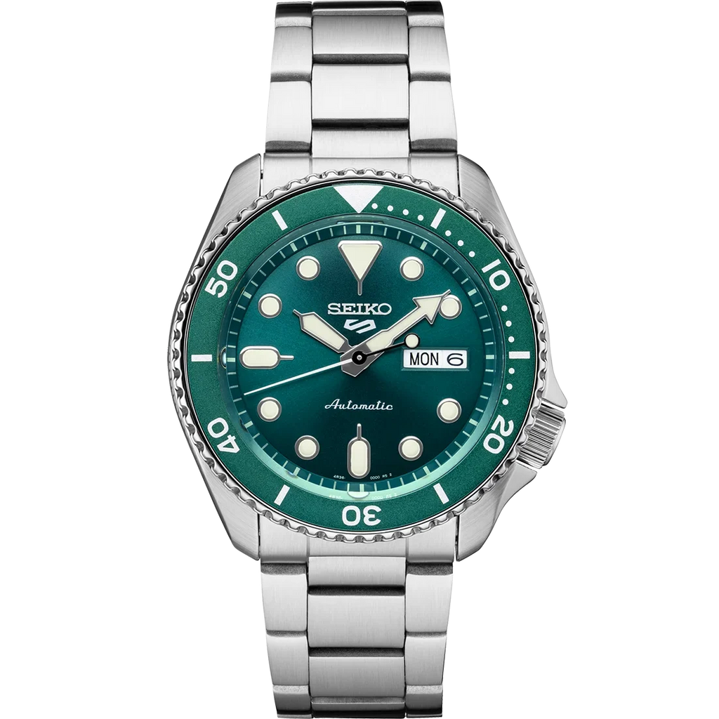 Green Men's Watch 5 Steel Date Seiko Automatic SRPD61 Stainless Day Dial Sports