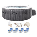 with PureSpa Greywood Inflatable Deluxe Bundle Bubble Intex Jet Spa Plus