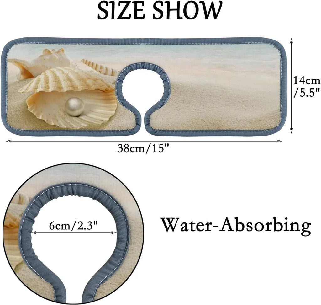 Sea Beach Washable Mat, 3PCS Microfiber Faucet Bestwell Mats Starfish Drying Sink Drip Kitchen Splash Summer Absorbent Guard Bath Catcher, Countertop Sinkmat