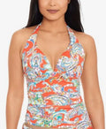 Multi Paisley Orange Lauren Cup Women's 6 Top Tankini Ralph Molded dimension