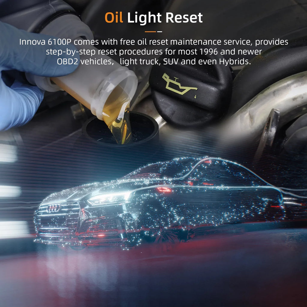 for OBDII OBD2 Reader Diagnostic Car SRS Scan Truck Automotive SUV Innova Reset Car ABS Analyzer Code Battery Automotive Light Scanner OBD2 Tool Test Scanner Scanner Hybrid Auto 6100P All Oil Engine