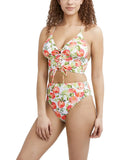 Women's Swim BCBGeneration Lace-Up Top V-Neck Separate Midkini Printed