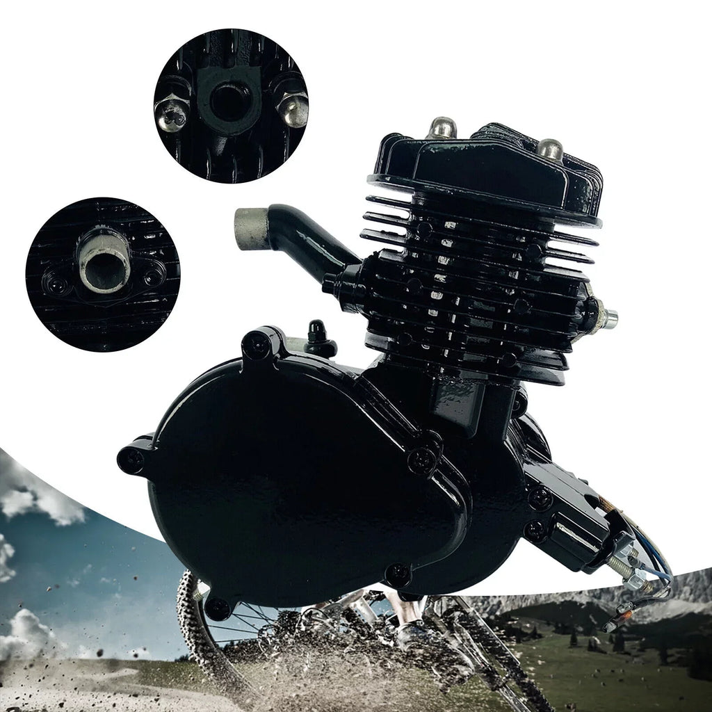 Air-Cooled 2-Stroke Petrol Assembled 80cc Black Full Single Bicycle Engine Bike Gas Motorized Motor Cylinder Miumaeov