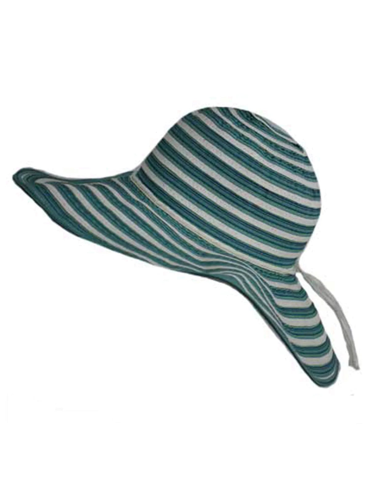 Wide & Floppy Turquoise White Lovely Brim Hat