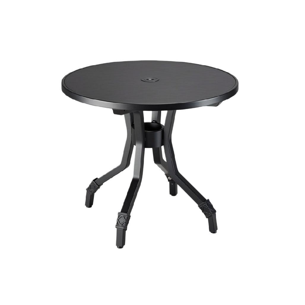 Modern Round Black Table with Adjustable Height and Sturdy Metal Base