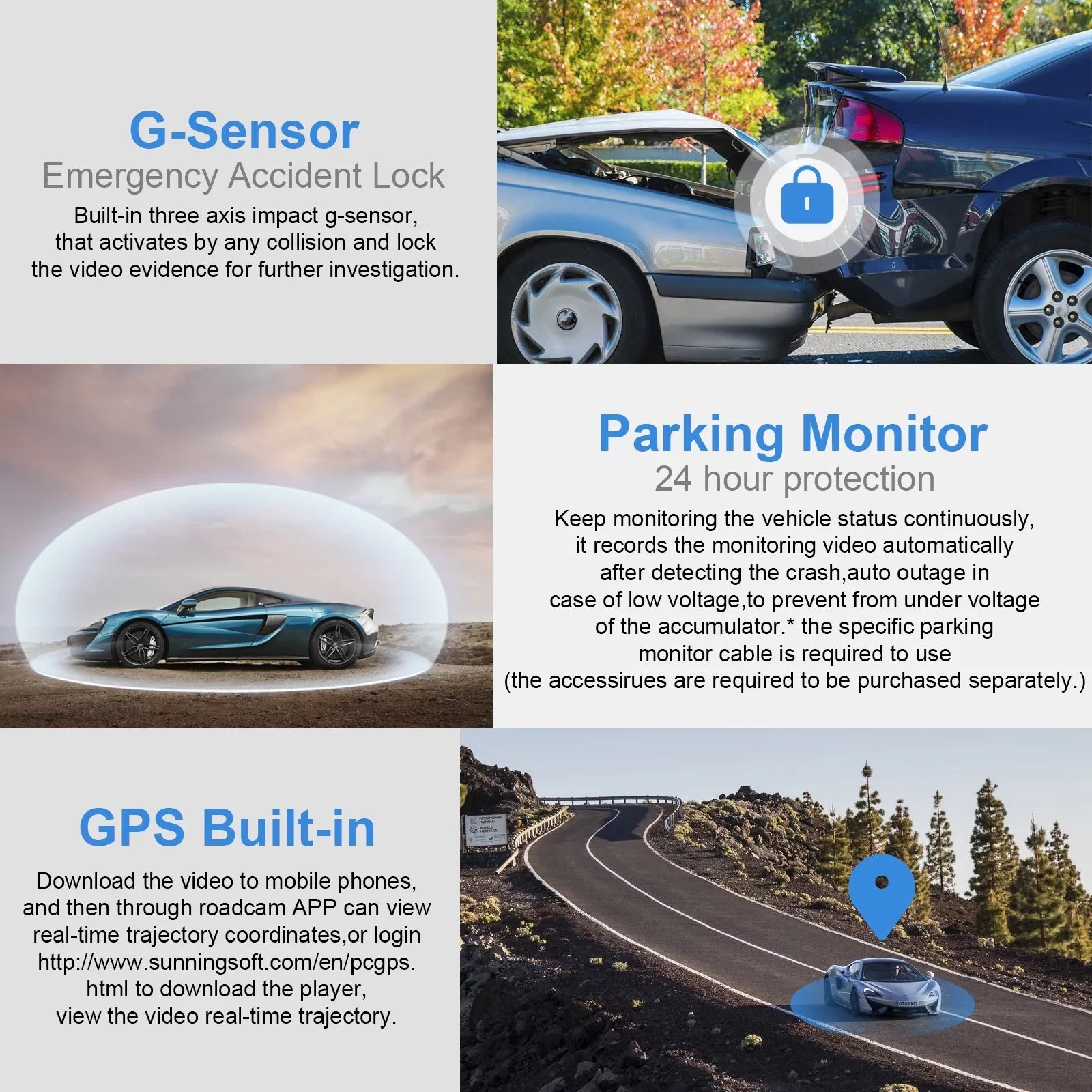 4K Parking Wide and Night Recording, Built-in for Dash & Driving Recorder Cam with Vision, 170° Monitor, Front 2160P Cars, Rear Dash G-Sensor, Camera, WDR, GPS Car WiFi Angle Cam FHD Loop with