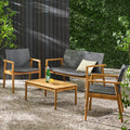 Gray Wicker exterior Acacia Teak and and 4 Wood , Chat Remuda Seater