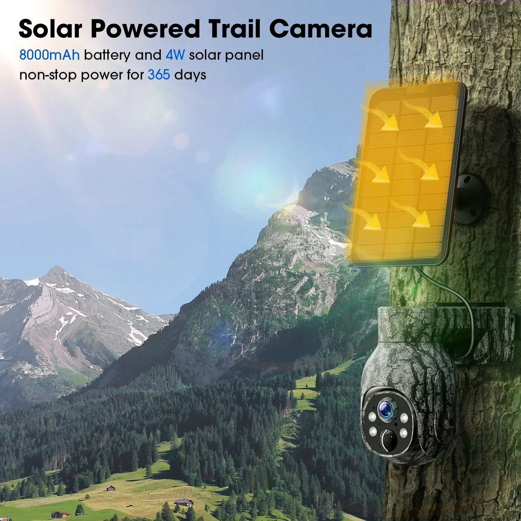 2K Card Motion, View, Cloud &SD Security 360°Pan with PIR Live Trail Cam Night Storage, Waterproof, 4G LTE, Hunting WiFi No SIM Camera Wireless Solar Vision, Camera CAMPARK 90°Tilt, Cellular with Game
