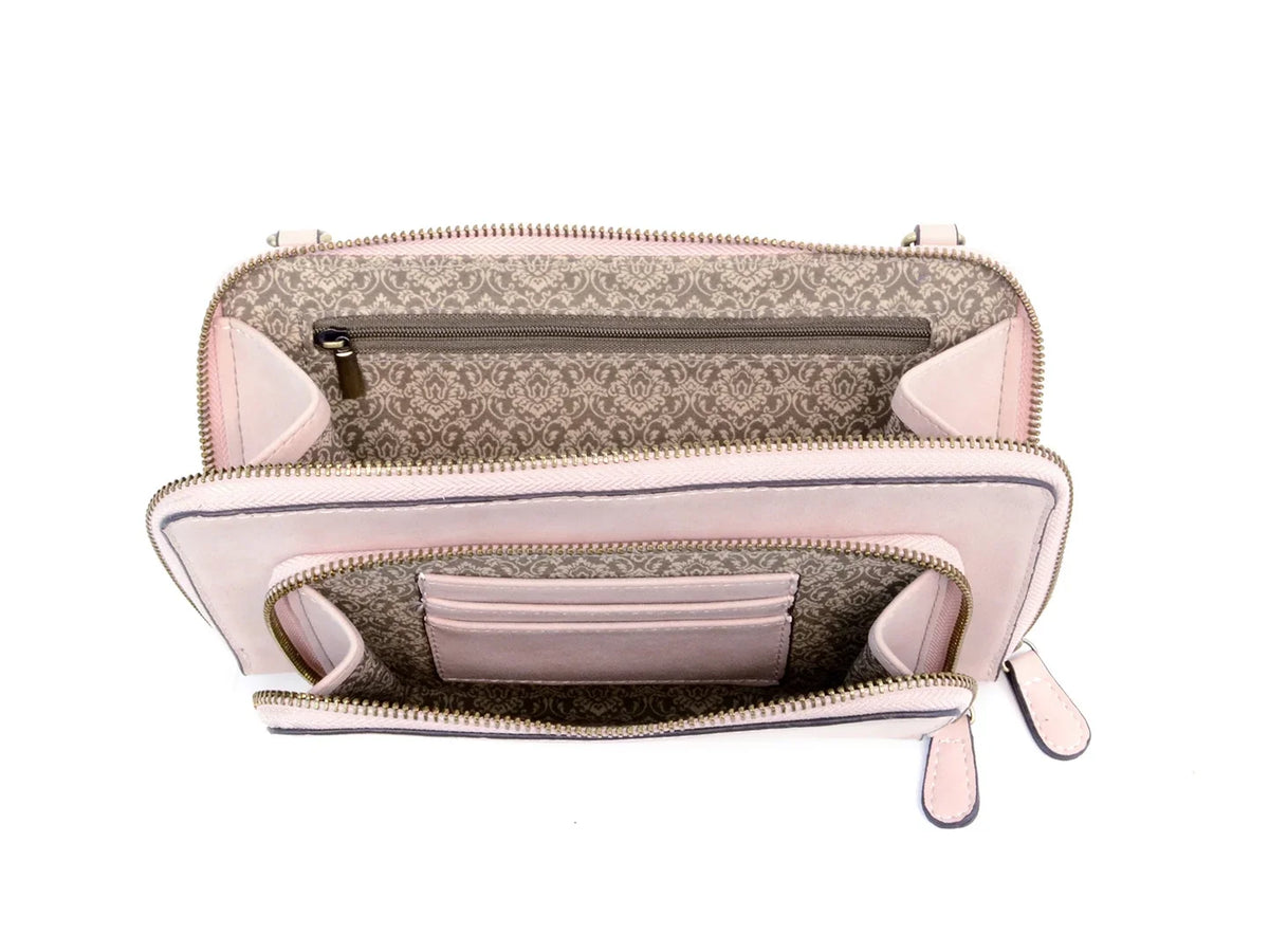 Mini Barely Pink, Women's Joy Wristlet Zip One-dimension Susan Brushed Bag, Convertible
