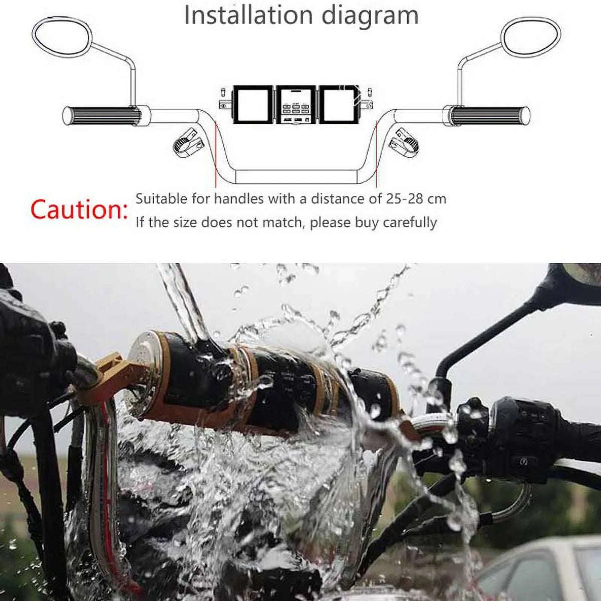 TF Bluetooth Stereo FM Motorcycle Motorbike Speaker Audio Radio Card USB MP3 Waterproof Resistant Player V2.1+ EDR