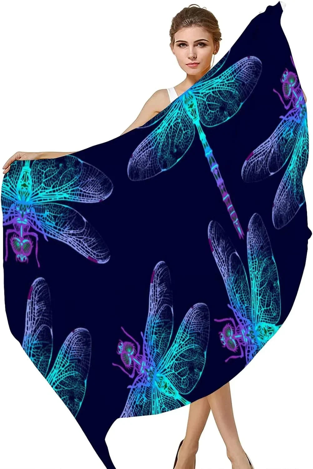 Girls Silk Shawl Wrap Dragonfly Lightweight Hyjoy for Long Neck Women Scarf Scarves