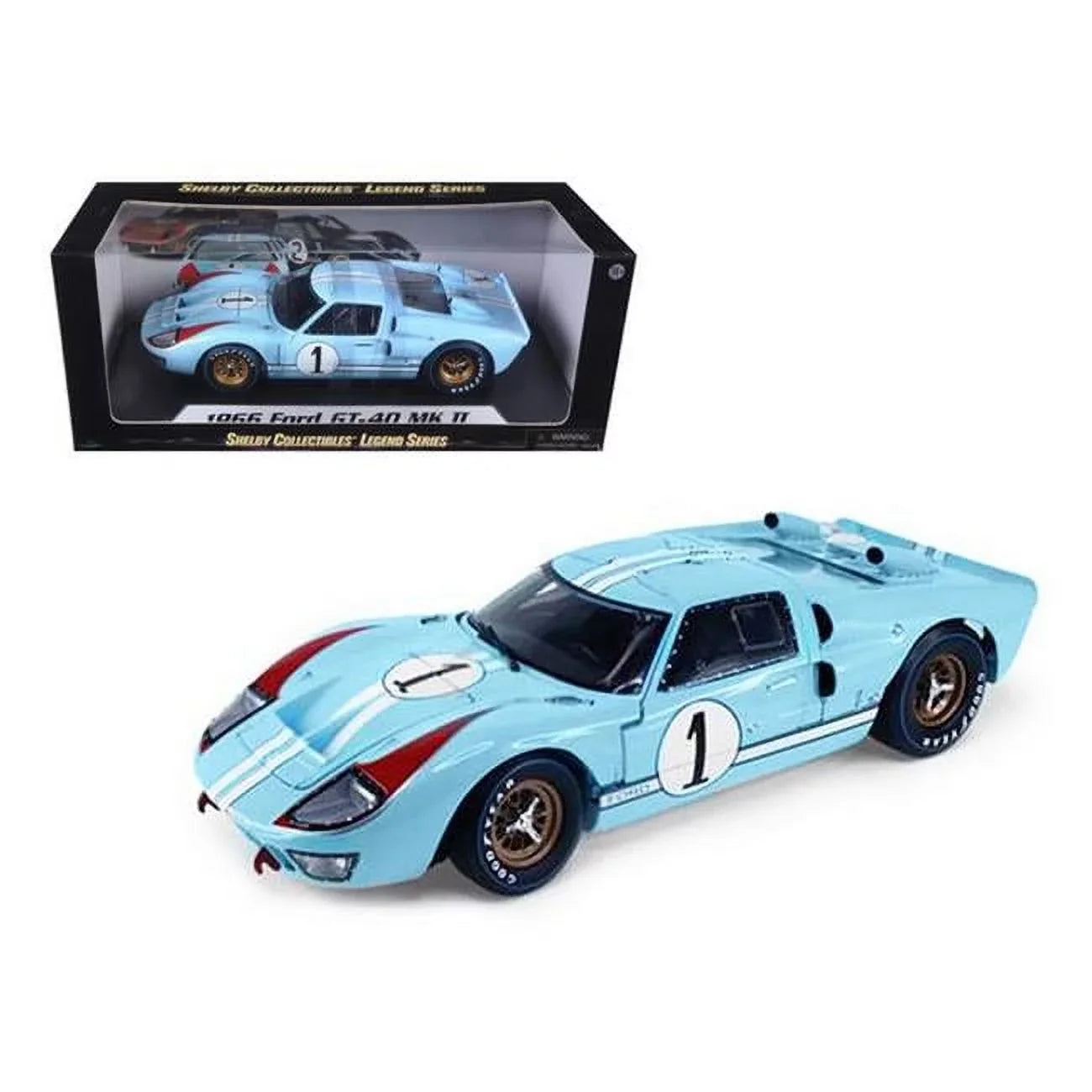2 - No.1 1966 Blue 1-18 Car Model Diecast Blue GT-40 MK