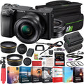 Wide (Black) ILCE-6400L/B Bundle OSS Battery a6400 + Mirrorless & 4K Filter Extra Power Camera Set Deco 16-50mm 2.2X Lens 0.43x Lens Angle Telephoto and Case Editing f/3.5-5.6 Gear with Kit