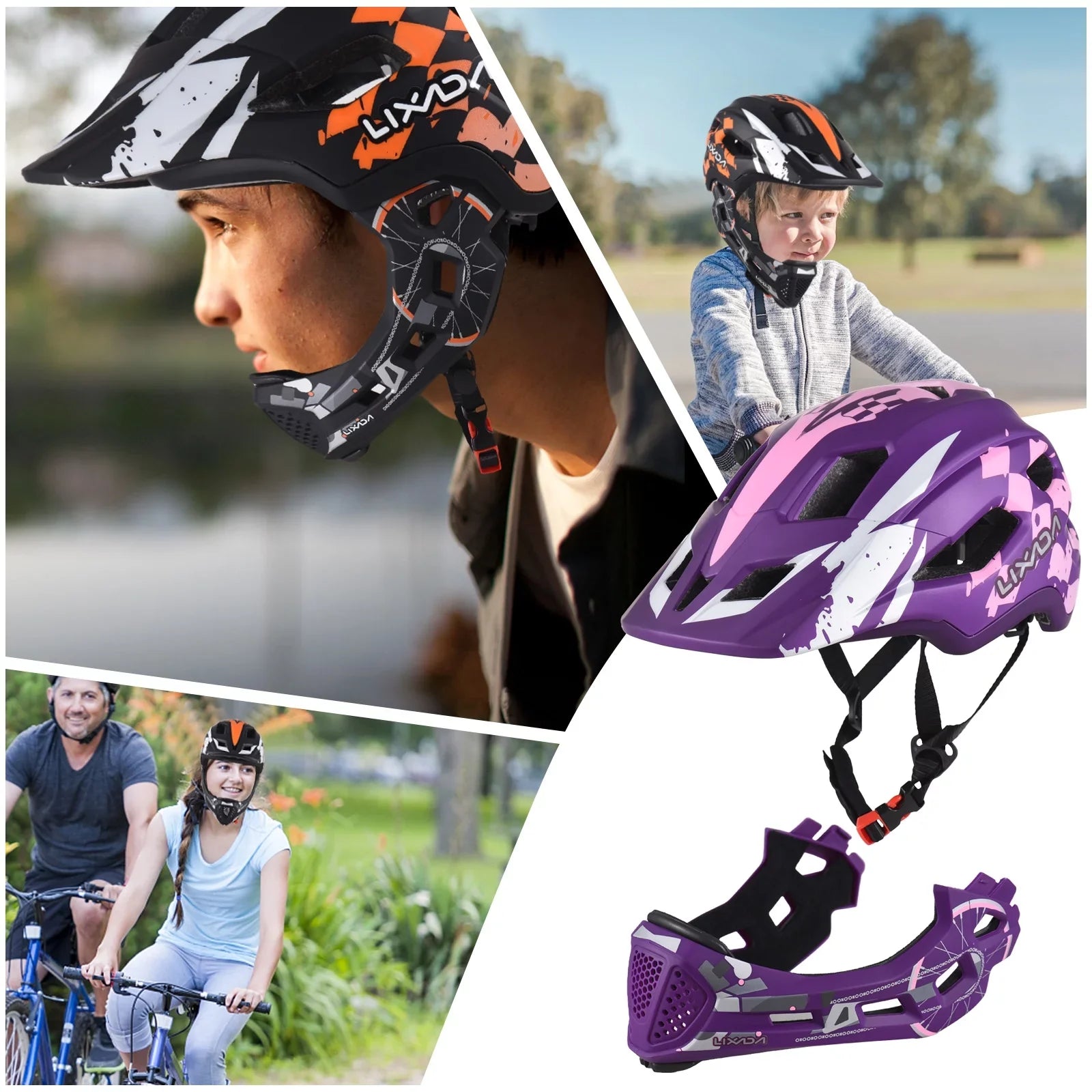 Children Adjustable Scooter, Bicycle, Helmet ,toddler Gear(Blue) Helmet Kids breathable Detachable Lixada helmet Face Protective Full Bike for Skateboard,