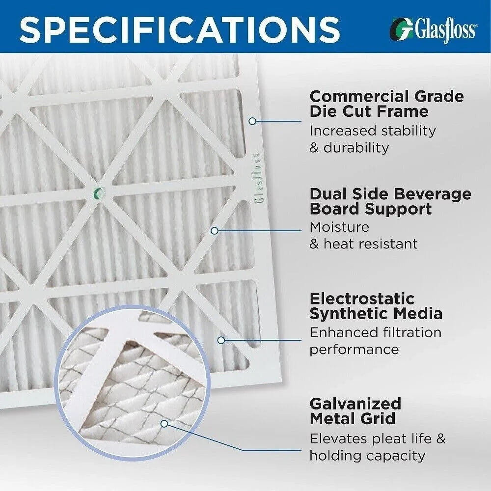 Pleated 17-1/2 of 13 by Inch MERV Air Filters x 18x20x2 x dimension: Actual 19-1/2 3 Glasfloss. Pack 1-3/4 2"