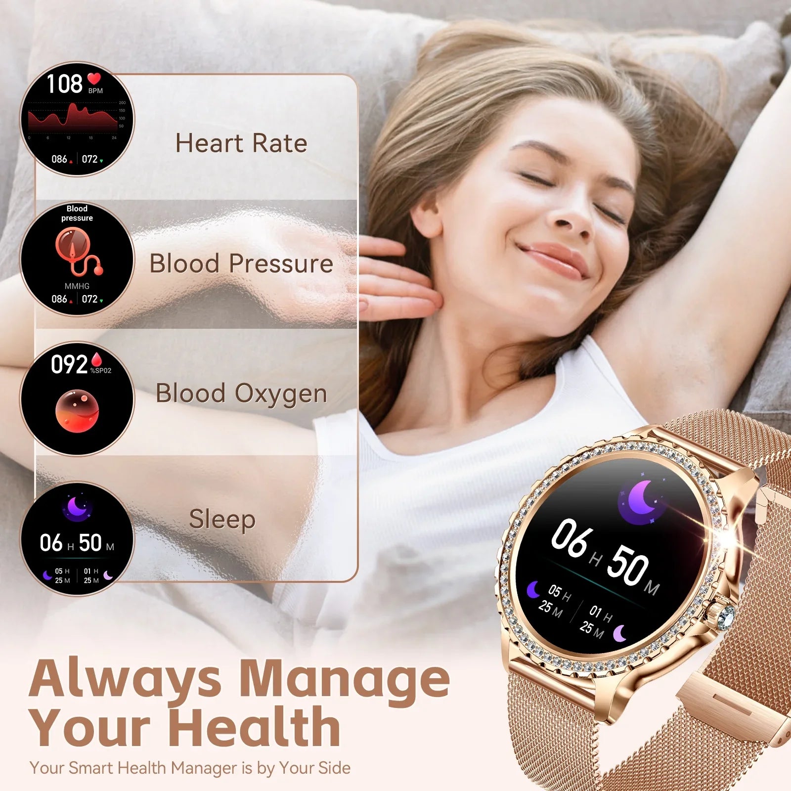 call Diamonds Smart Watches Women Bluetooth with
