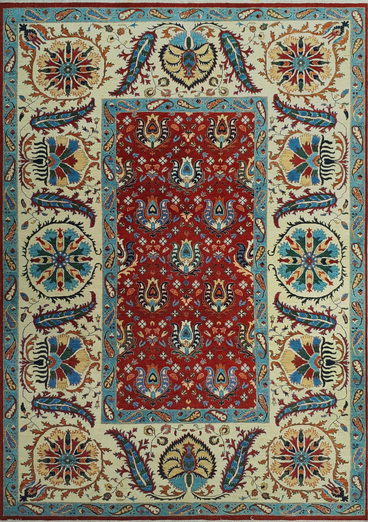 9'9" Matias Red/Ivory Rug, x Aria 13'9"
