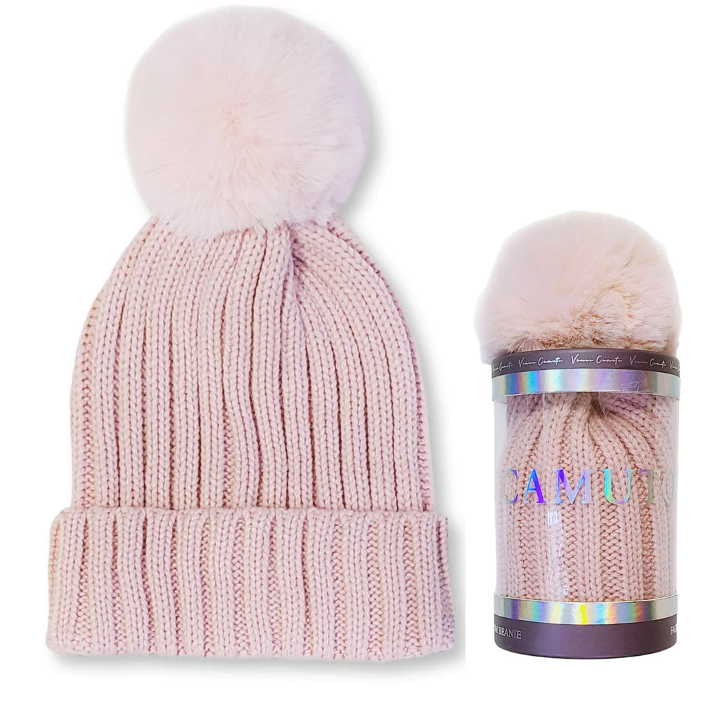 Camuto Winter Fur with Vince Gift Faux Hat Women's Pom Beanie Box