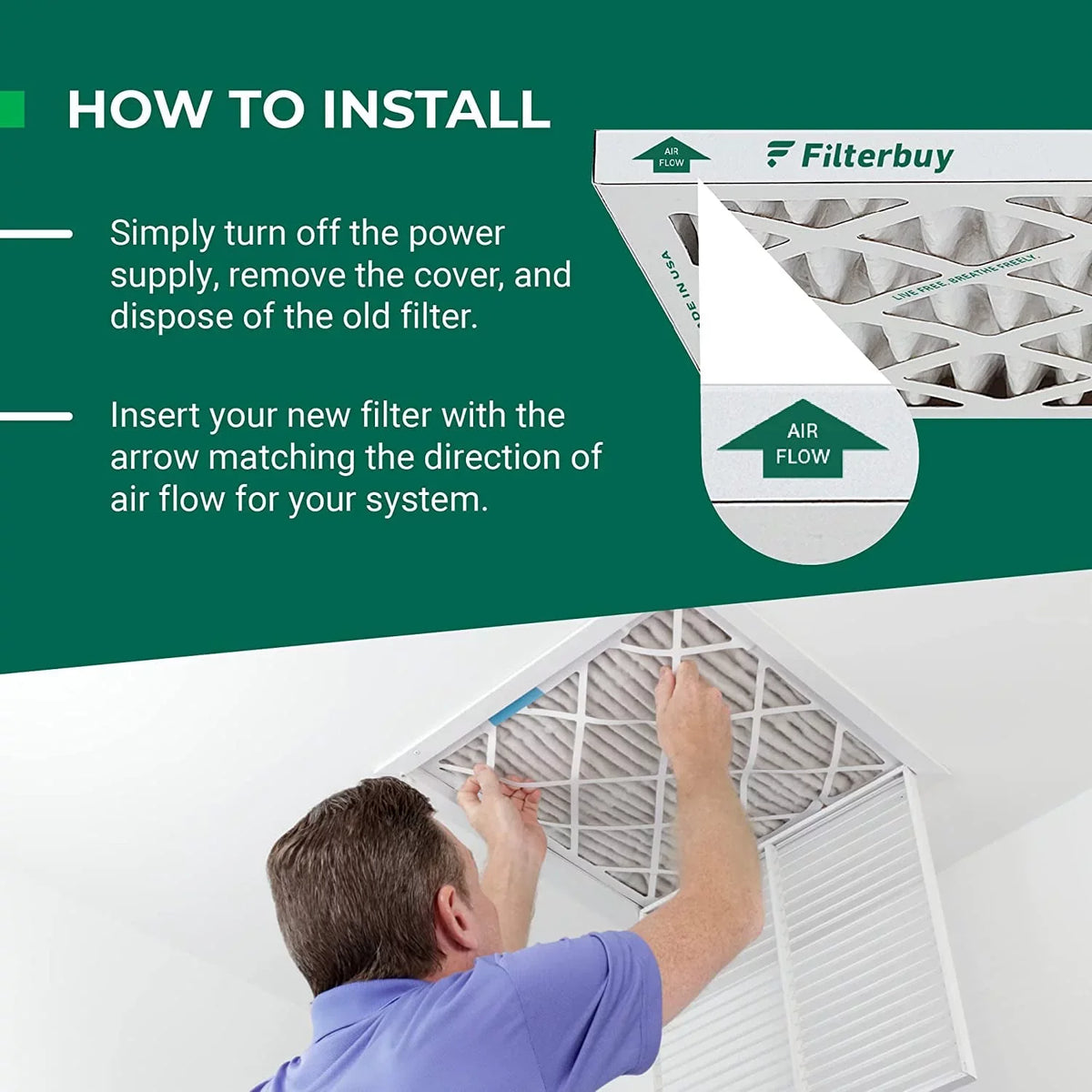 AC Filters Air MERV Furnace HVAC Pleated 8 13x21.5x1 Filterbuy (4-Pack)