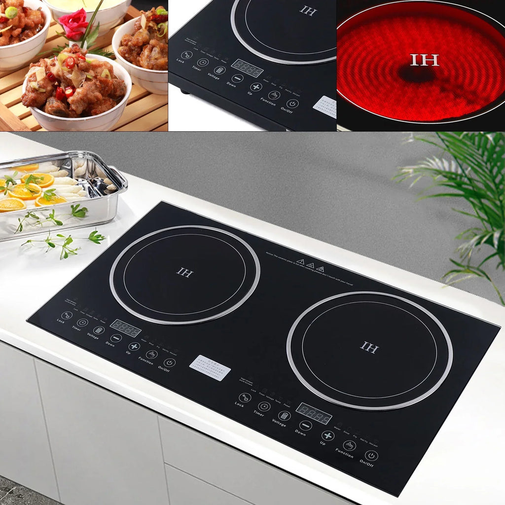 Digital Dual 1200W Burner Cooktop Sensor Cooker Touch ANQIDI Countertop Stove Cooker+1400W Ceramic Portable
