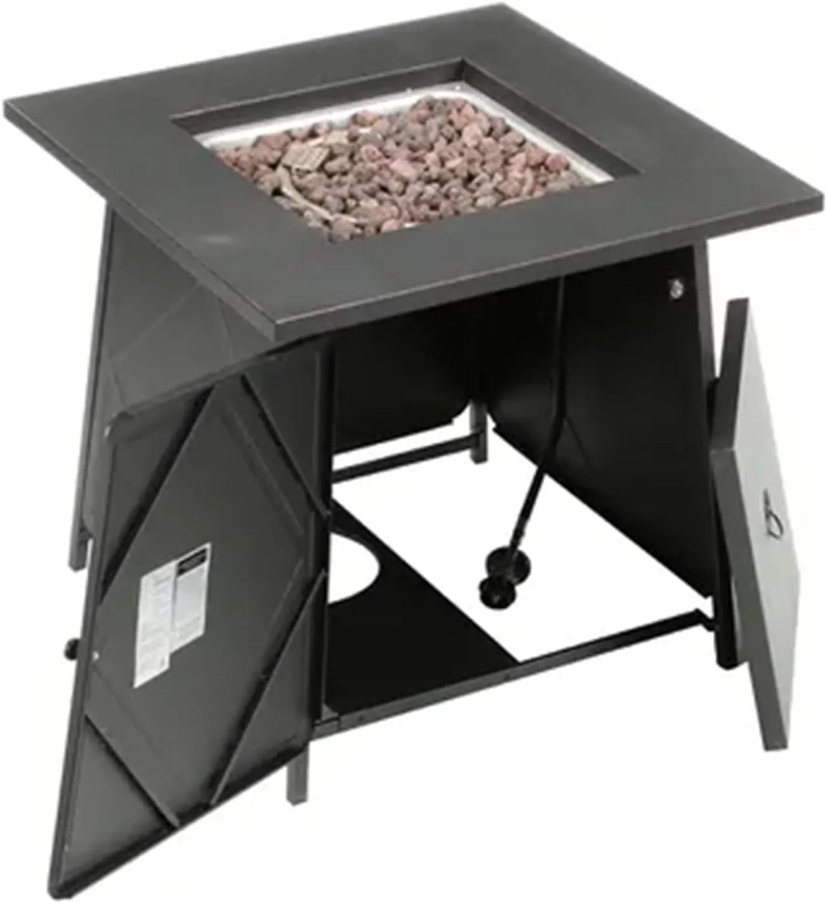 and Pit Cover Backyard 28 Fire exterior Tabletop Lava Lid, Rocks Inch Gas with Black Steel Square Steel