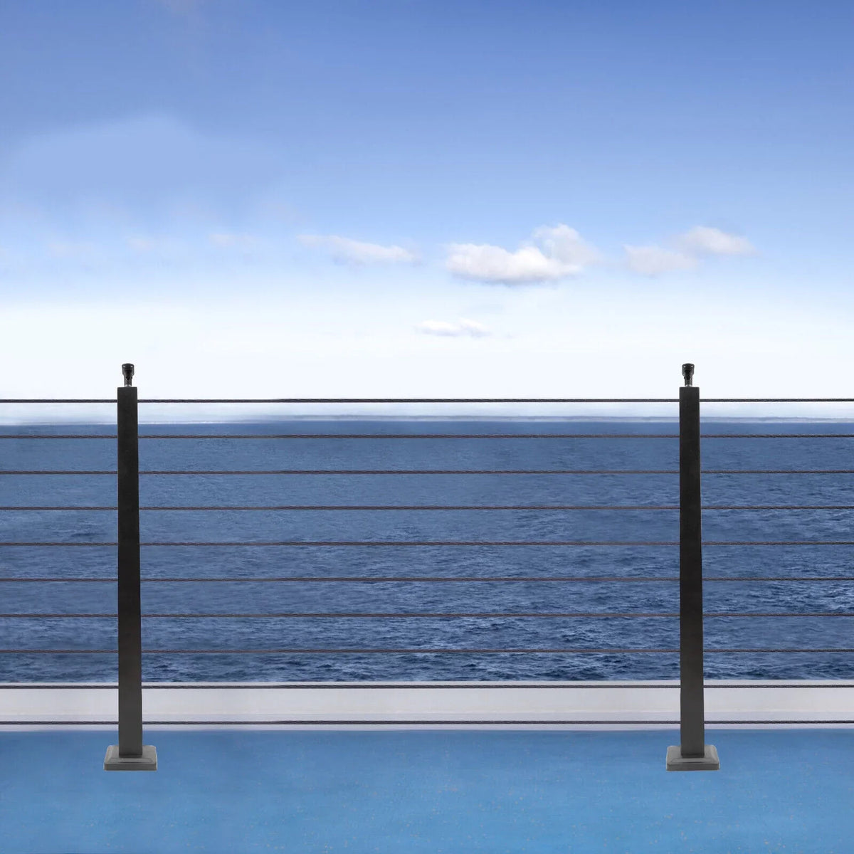 Pre-Drilled Cable Railing Post Fence 36''x2''x2'' Cable Wood for Square Level Railing Deck Two Post Sides System Stainless Steel Concrete Level