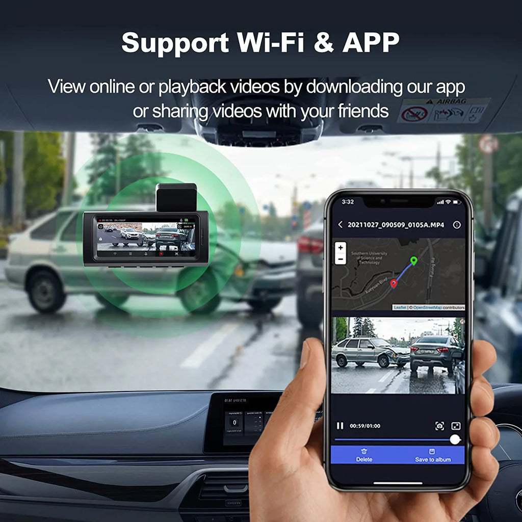 Built-in Record Dash Dash Vision, Dual Dash 2.5K+1080P Super Yeecore G-Sensor, and Portable Dam, Rear, App Magnetic Mount, WiFi Camera GPS, for D32 Mode, Night Front Cam Control, Parking Cars Accident