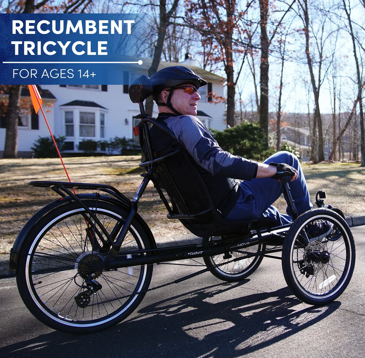 Recumbent Unisex 24-inch Bike, Black Nova
