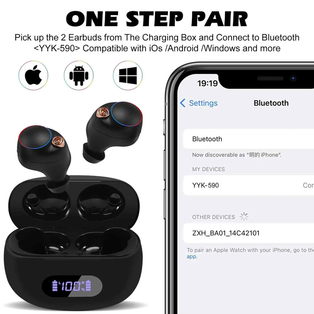 IPX5 liquid Resistance, Earbuds Bluetooth Bluetooth Black, Case, 5.2 UrbanX Charging (HD) + with Connect, Tab Wireless Balanced, Connection, True M8 Compatible Bass Boost Dual