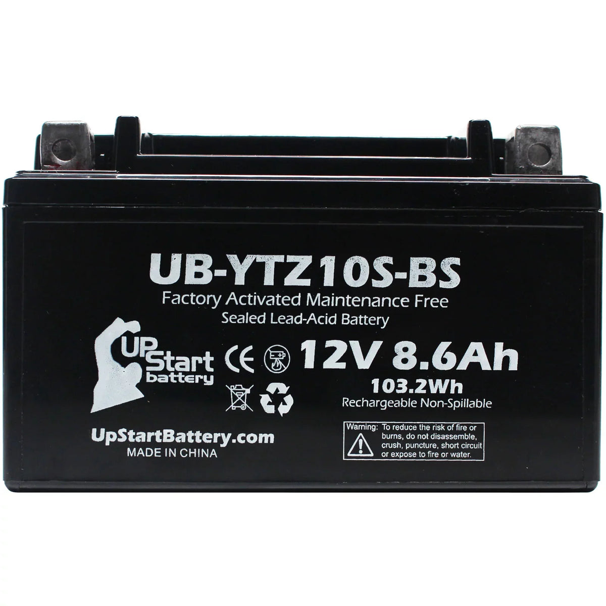Battery - Free, UpStart Maintenance UB-YTZ10S-BS YZF-R1 8.6Ah, Replacement for Battery Activated, Yamaha 3-Pack 2011 12V, Factory 1000CC Motorcycle