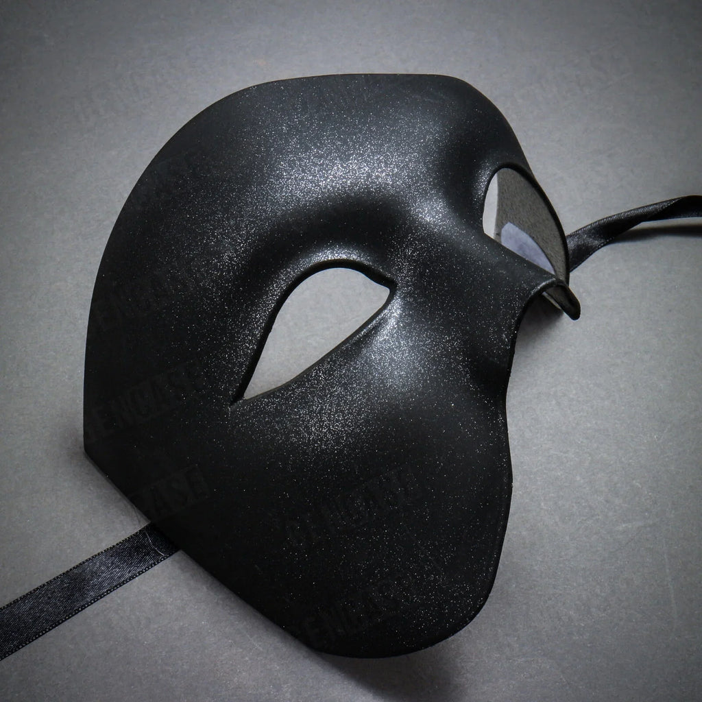 Plain | Half Venetian Halloween Mask Masquerade Face Vintage Phantom Black Costume