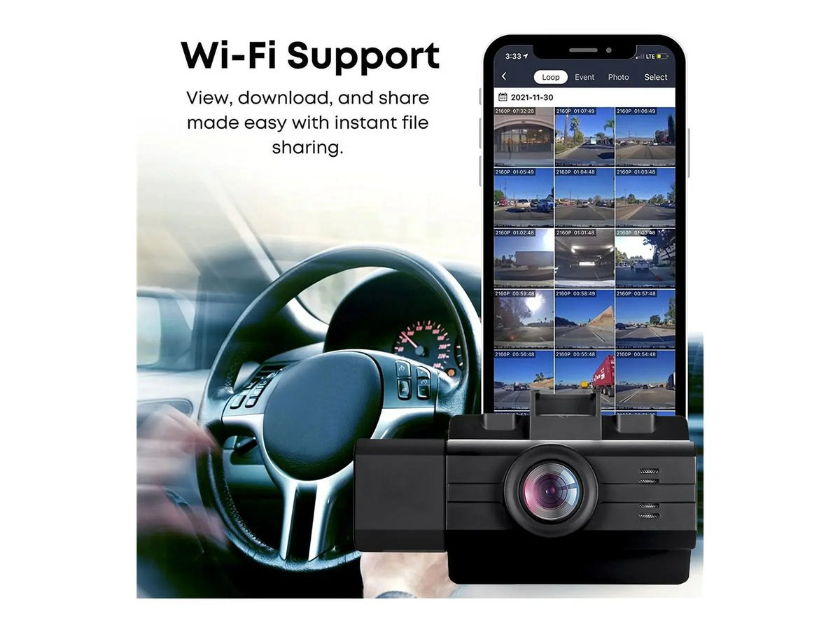 Cabin View, Front Edition Scout View, with Angle Rear GOSP32G Pro View by myGEKOgear - Adesso - 2K Surveillance G-Sensor 3-Channel Cam Wide Dash