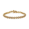 Plated I2-I3 Yellow Sterling .925 Clarity) Wheel 14K Gold Diamond (I-J 7" 1/10 Silver Color, Link Open Tennis Circle Bracelet Cttw