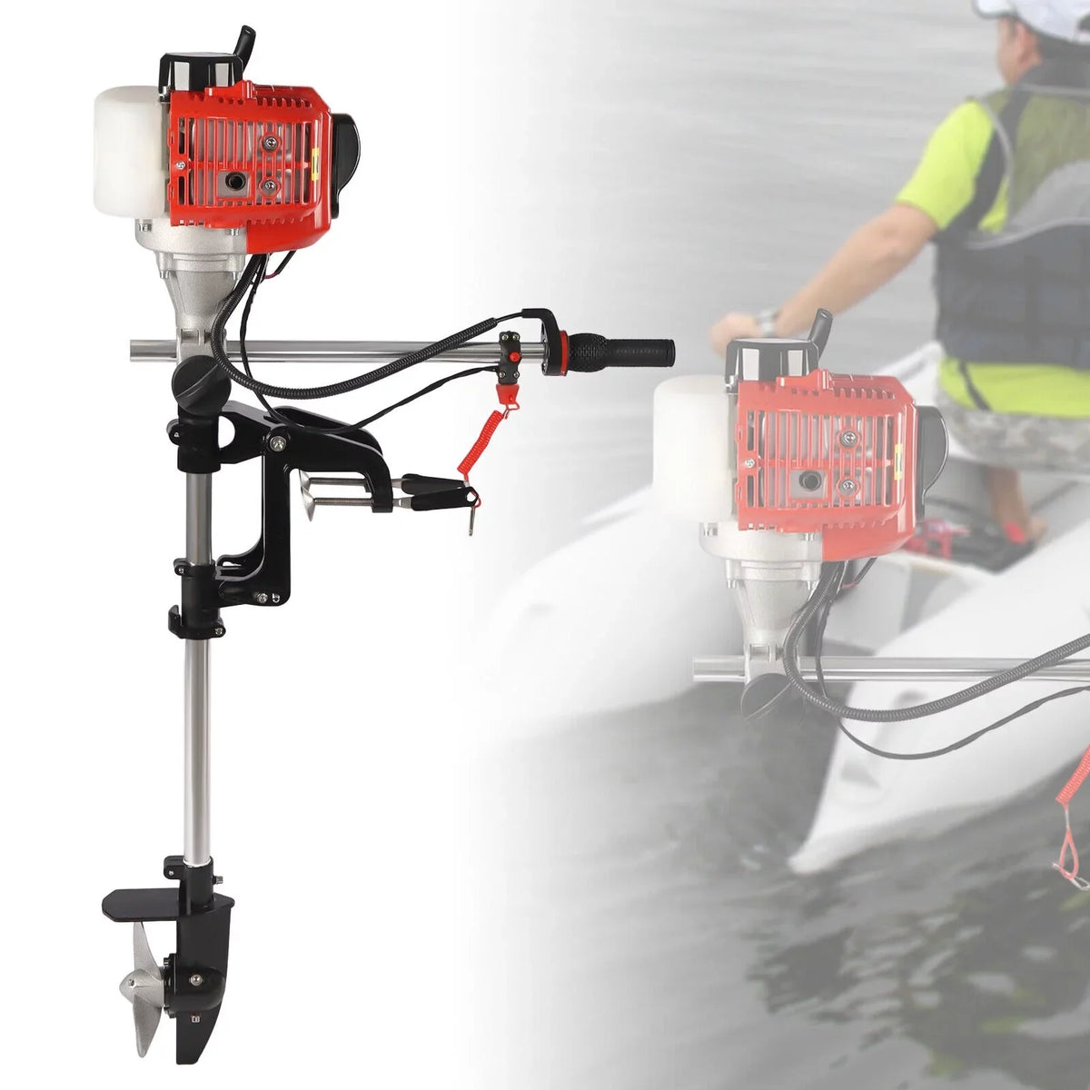 52CC Pull 2.3HP Outboard w/Air Starter Boat 2-Stroke Cooling System Motor Engine