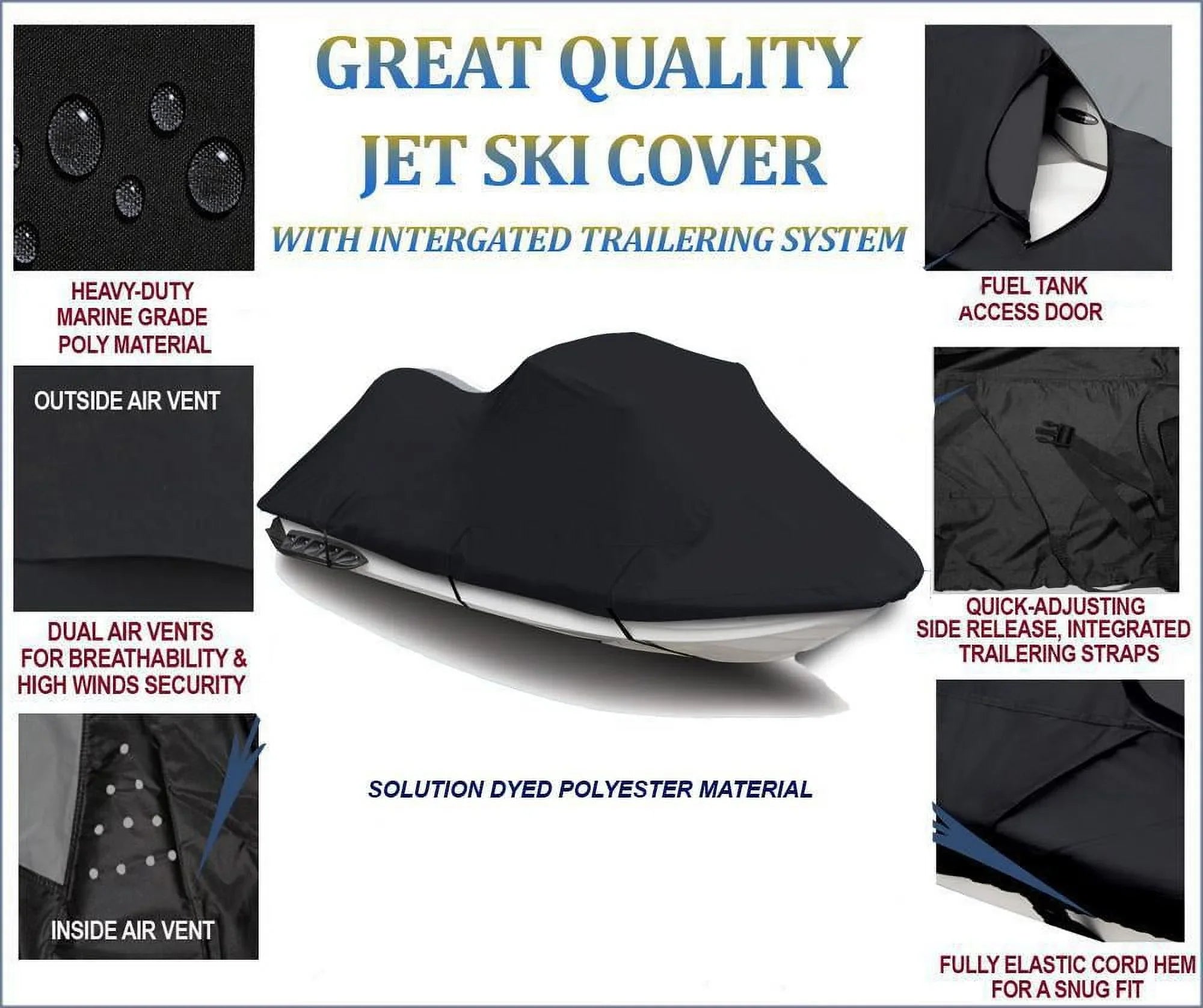Jet DENIER BLACK for 600 2002 Virage Ski JetSki Cover 2001 Compatible TXi Cover Polaris
