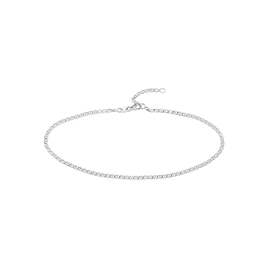Adjustable Anklet Mariner Flat Gold 2.20mm Link 14K 9"-10" White Women's