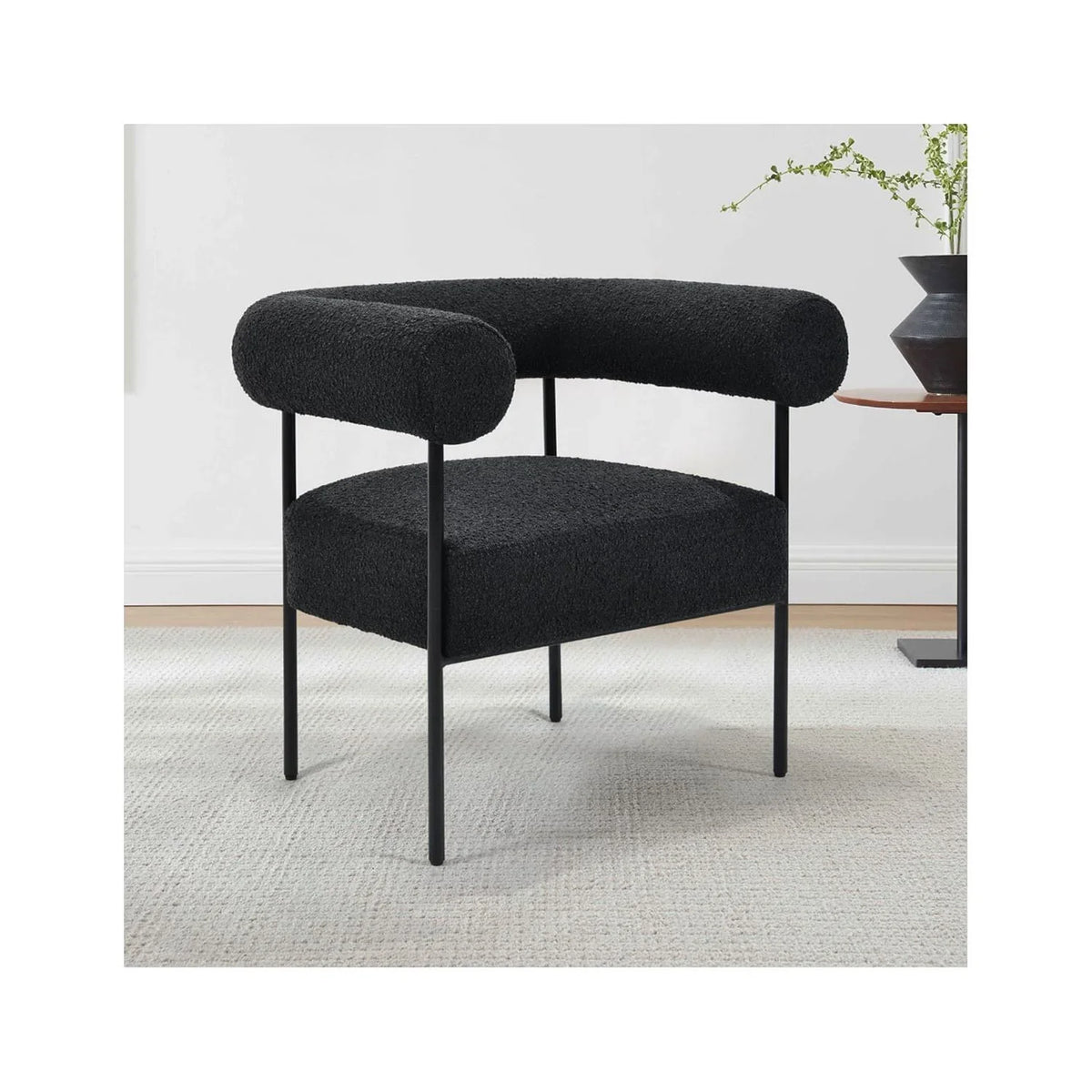 Arm Metal Black Boucle Palma Chair