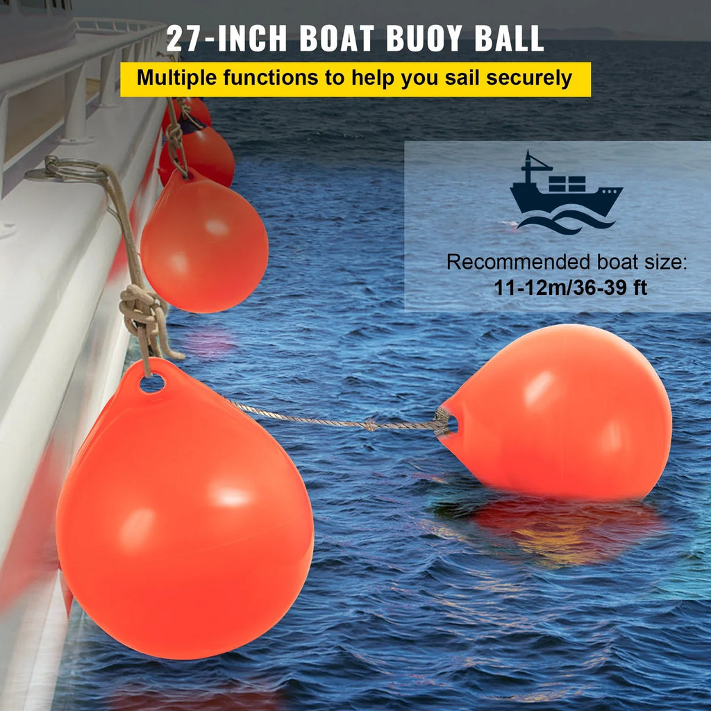 Anchoring, Boat Ball, Heavy-Duty 27in Buoy, BENTISM Vinyl Marking, Orange Fishing, Boat Inflatable Rafting, Marine-Grade Diameter Buoy, Round Marker Buoy Mooring