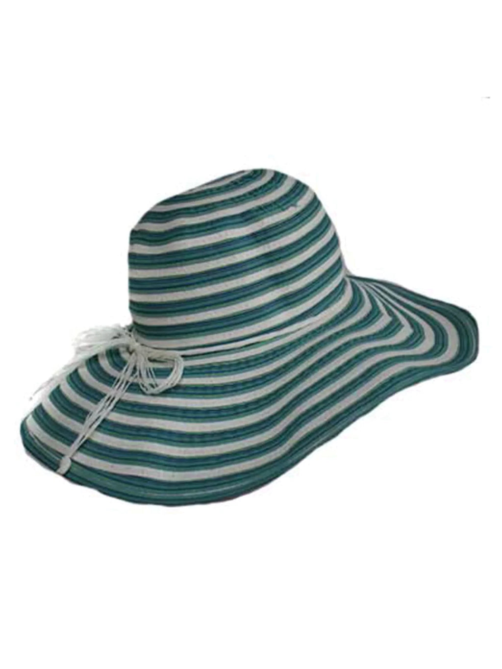 Wide & Floppy Turquoise White Lovely Brim Hat