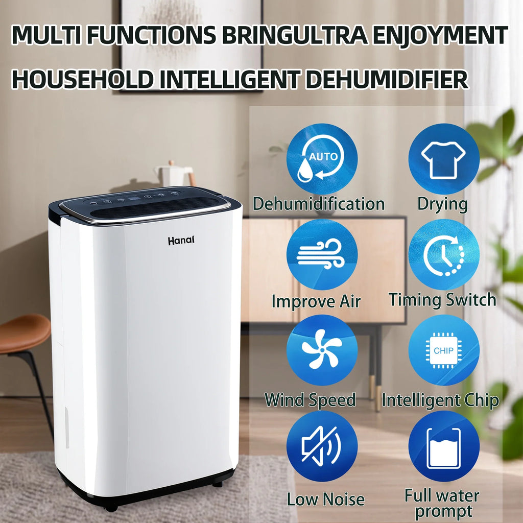 Basement "F, Pints with Moisture 95% WANAI Dehumidifier Home Sq.Ft,Protable and RH),White for 30 (95 Pints Drain Dehumidifier,1500 22 Removal Hose,Max
