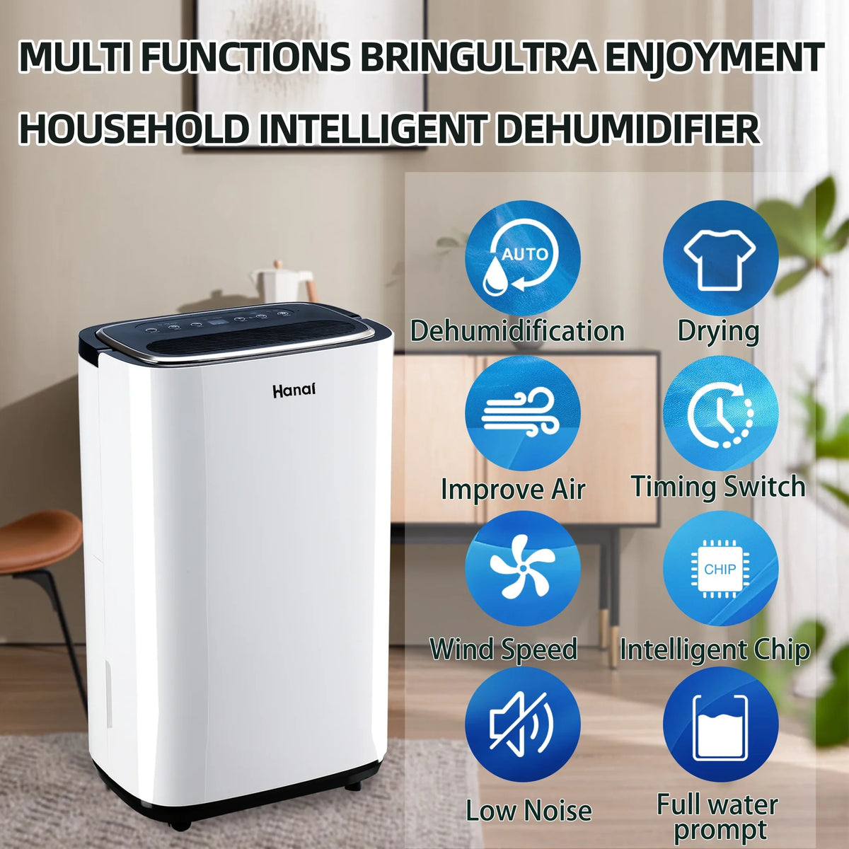 Basement "F, Pints with Moisture 95% WANAI Dehumidifier Home Sq.Ft,Protable and RH),White for 30 (95 Pints Drain Dehumidifier,1500 22 Removal Hose,Max