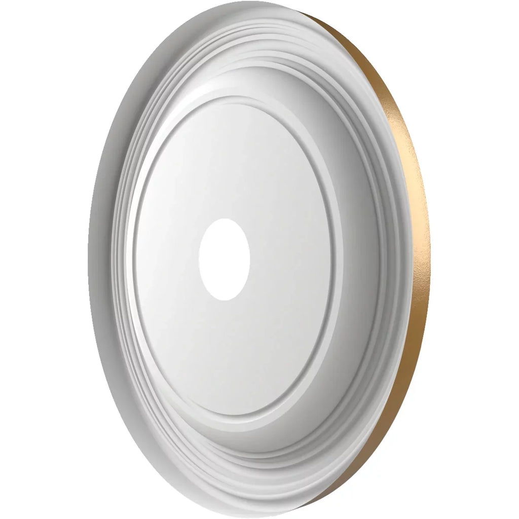 1/2"ID Ekena Millwork 3 Thermoformed 1 Canopies 22"OD x x to Gold Metallic (Fits Traditional Rush Ceiling 1/2"P Medallion PVC 13 1/2"), up