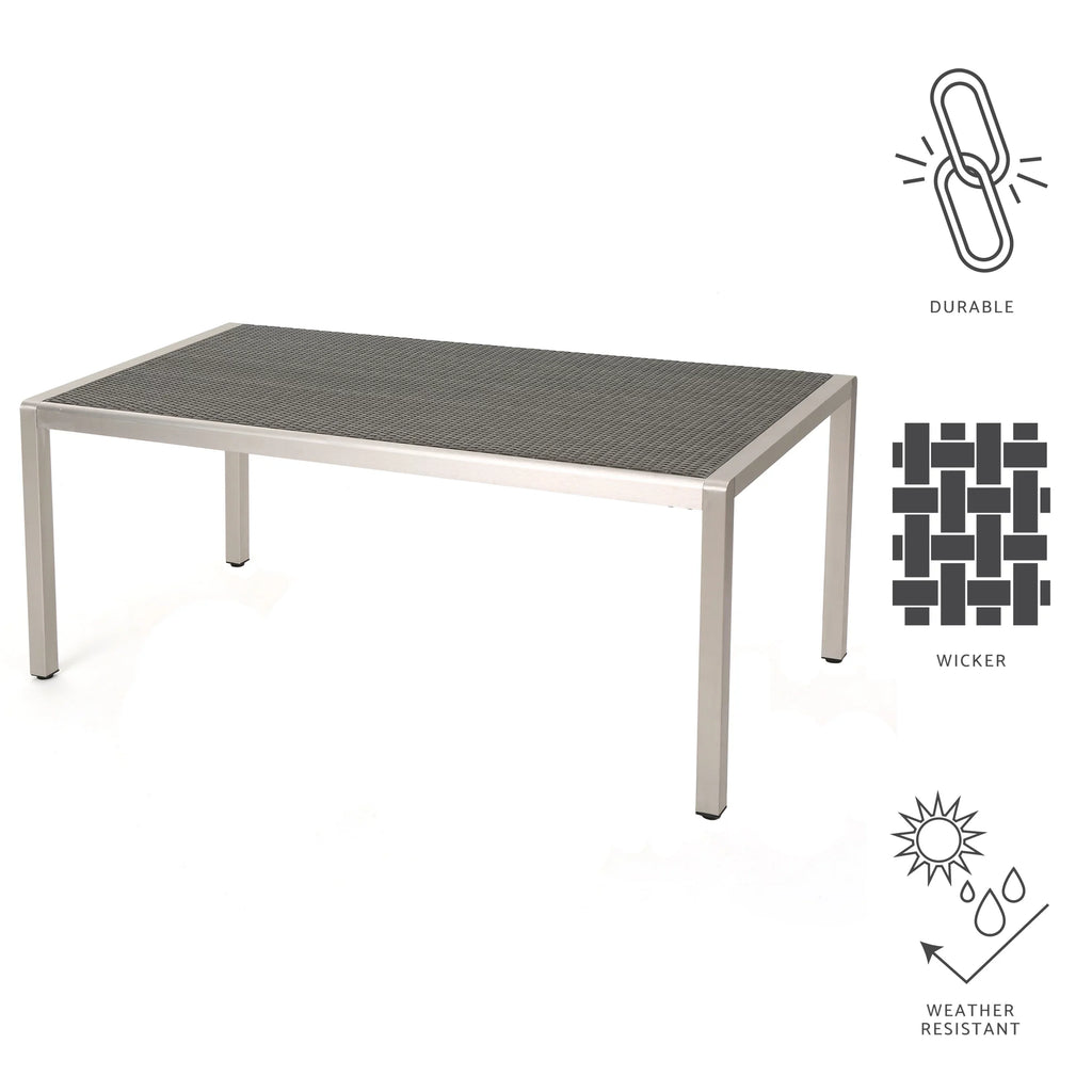 Bay exterior Grey Dining Coral with Wicker Table Top, Aluminum