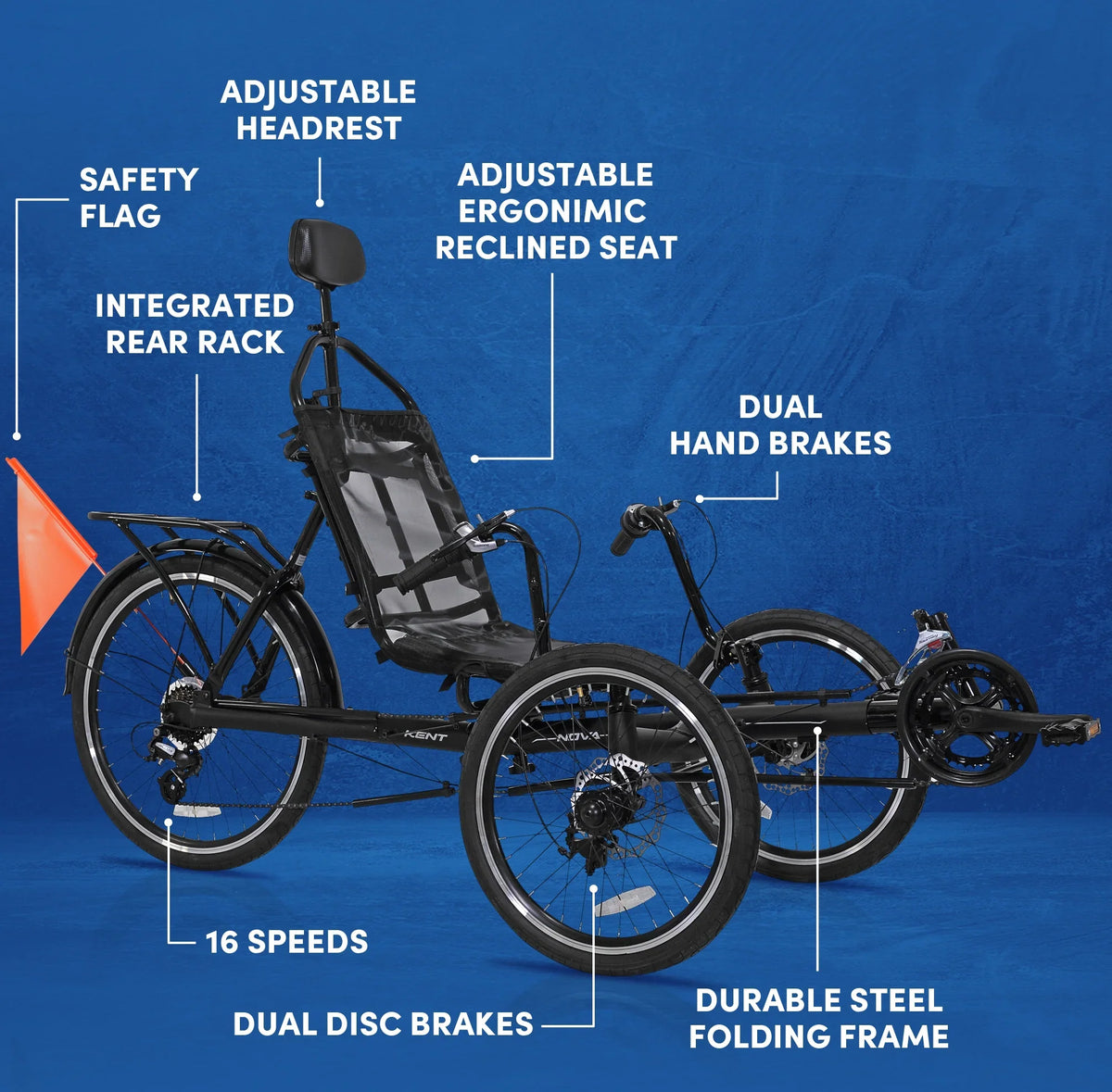 Recumbent Unisex 24-inch Bike, Black Nova