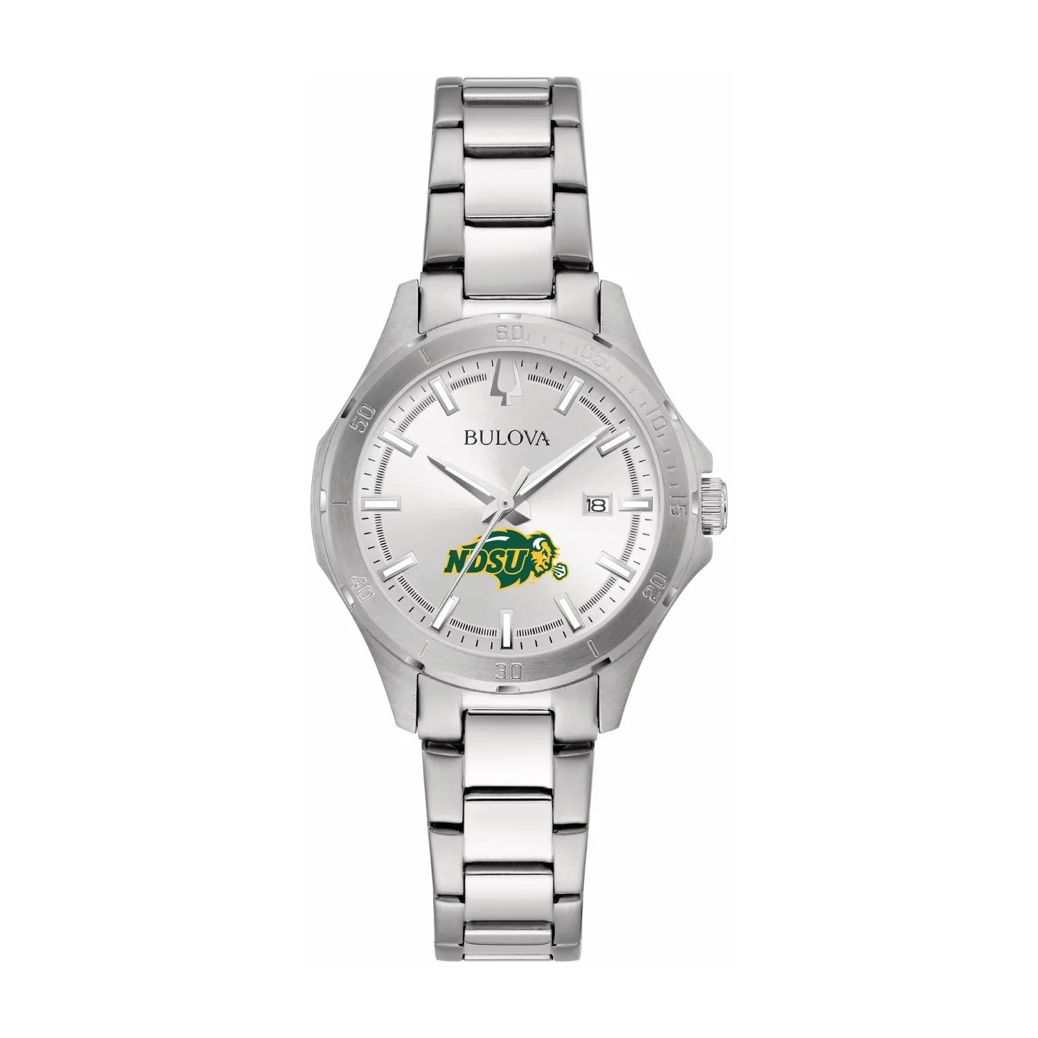 NDSU Steel Watch Classic Stainless Bison Silver Bulova Sport Women's