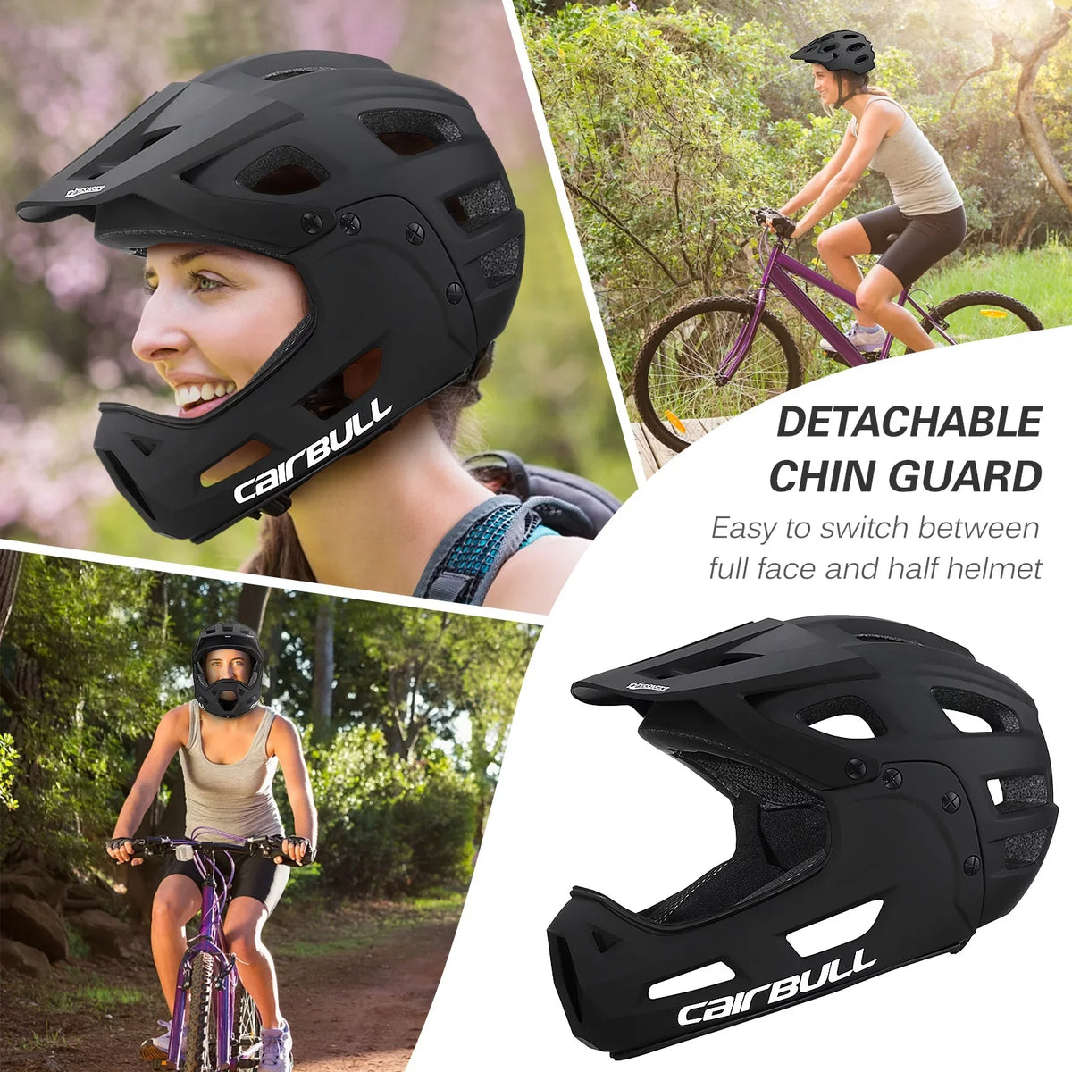 Face Chin Guard with Bike Helmet Mountain Visor Full Biking and CAIRBULL Helmet Detachable