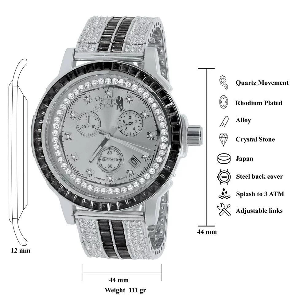 Bezel Real Gold Tone Black 18K Exclusive Custom Diamond Onyx Dial Steel Mens Custom Band Solid Watch